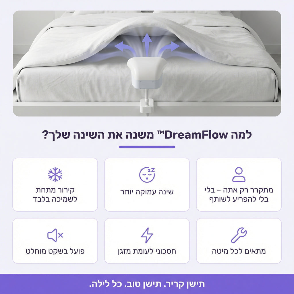 DreamFlow™ - מאוורר מיטה לקירור מתחת לשמיכה